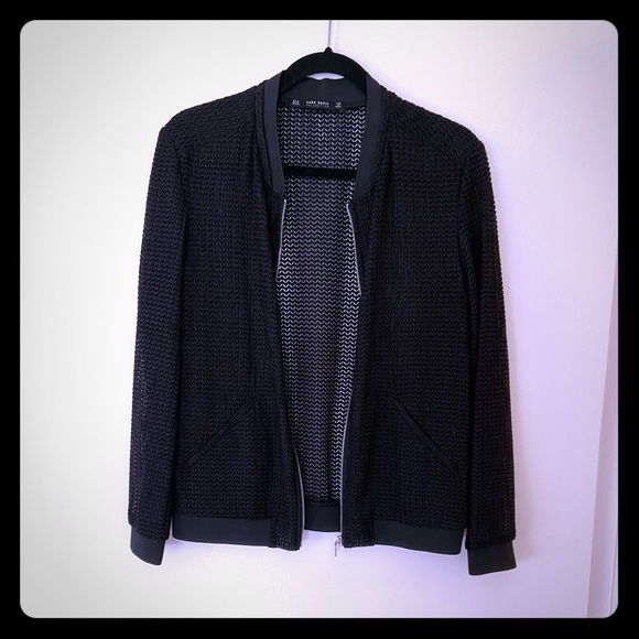 Zara Black Mesh Bomber Jacket - Picture 2 of 9